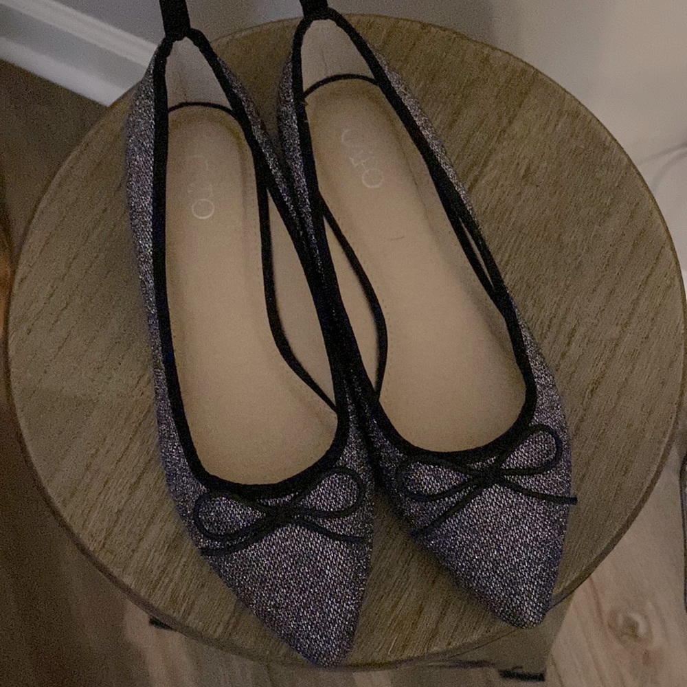 Black and Silver Sparkle Ballet Flat